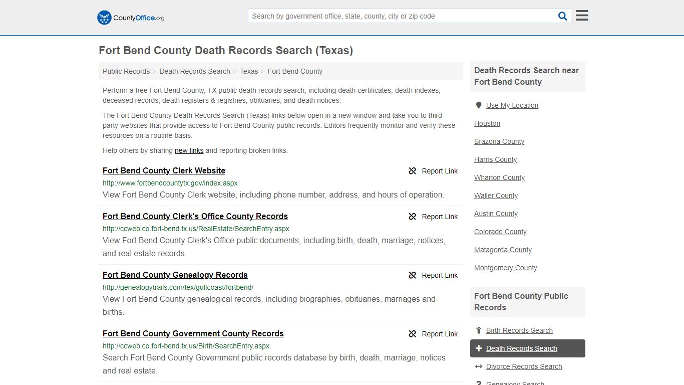 Death Records Search - Fort Bend County, TX (Death ...