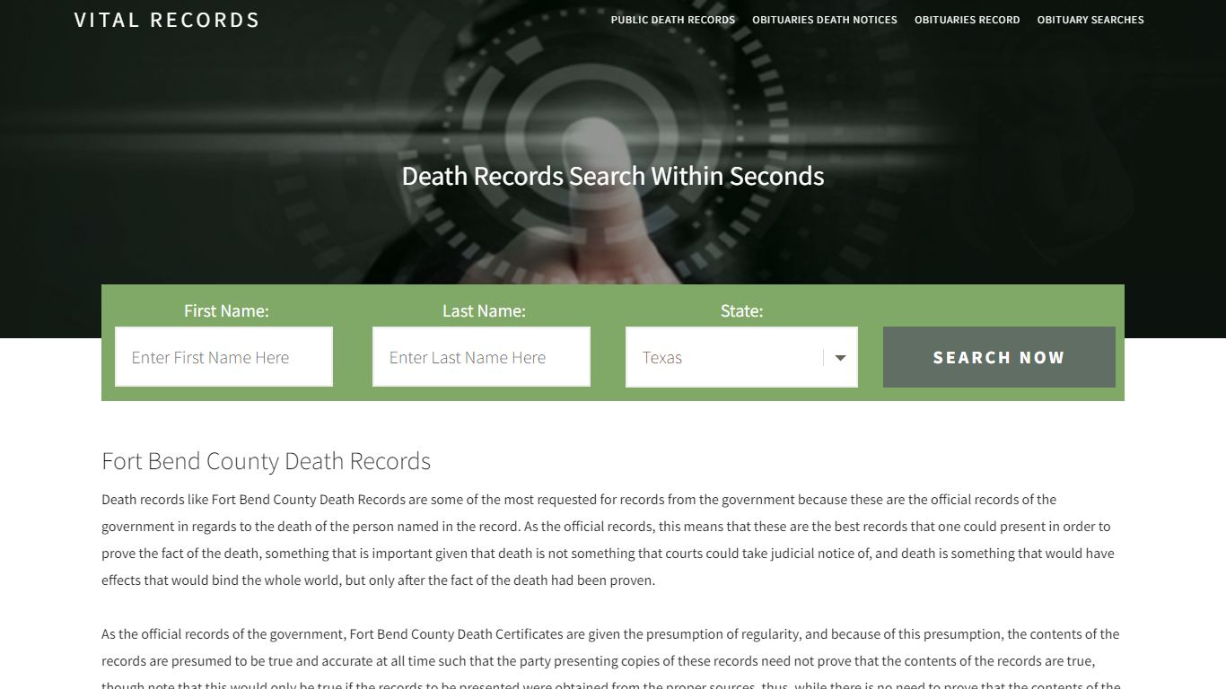 Fort Bend County Death Records | Enter Name and Search|14 ...