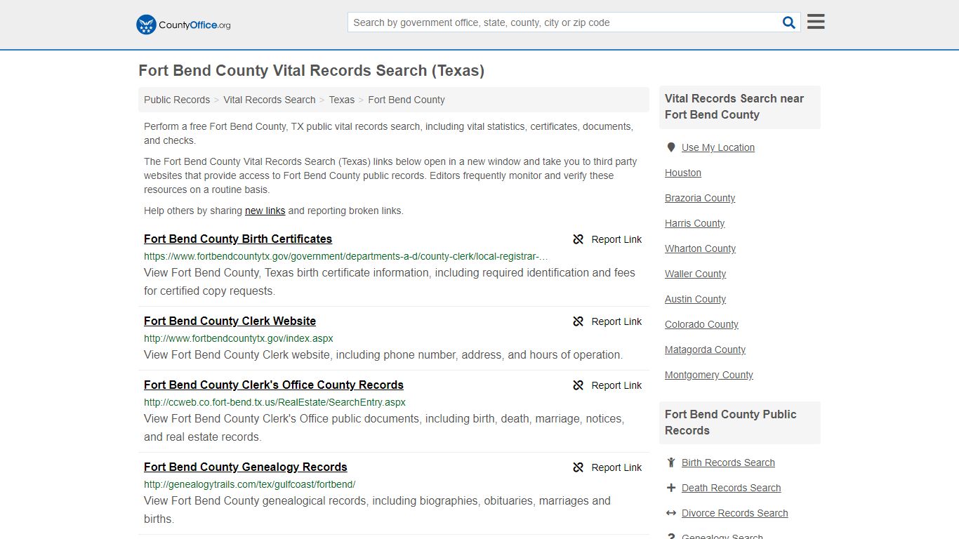 Vital Records Search - Fort Bend County, TX (Birth, Death ...
